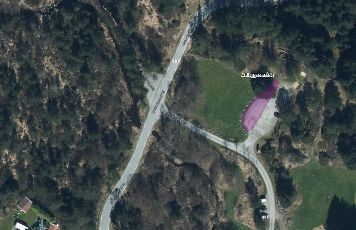 Oppgradering i Blikshavn med inntegner anleggsområde - Klikk for stort bilde