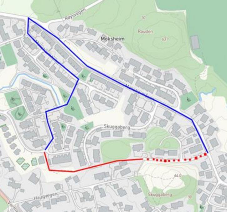 Snarvei på Moksheim - Klikk for stort bilde
