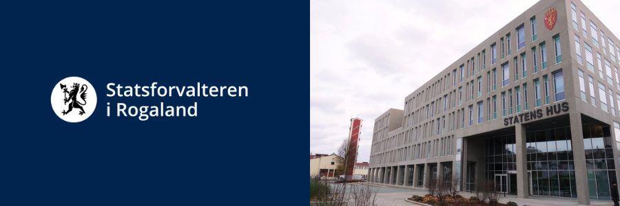 Logo: statsforvalteren i Rogaland og bilde av bygg - Klikk for stort bilde