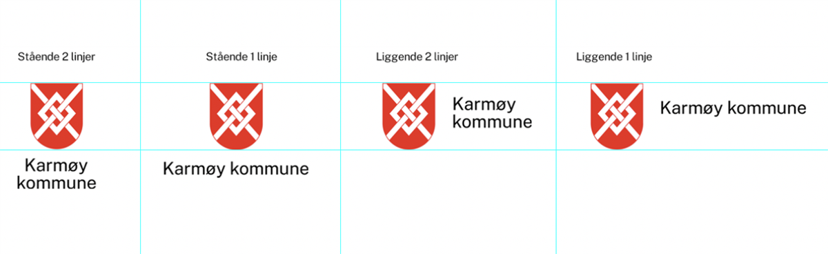 Viser Karmøy kommune sitt kommunevåpen i flere varianter - Klikk for stort bilde